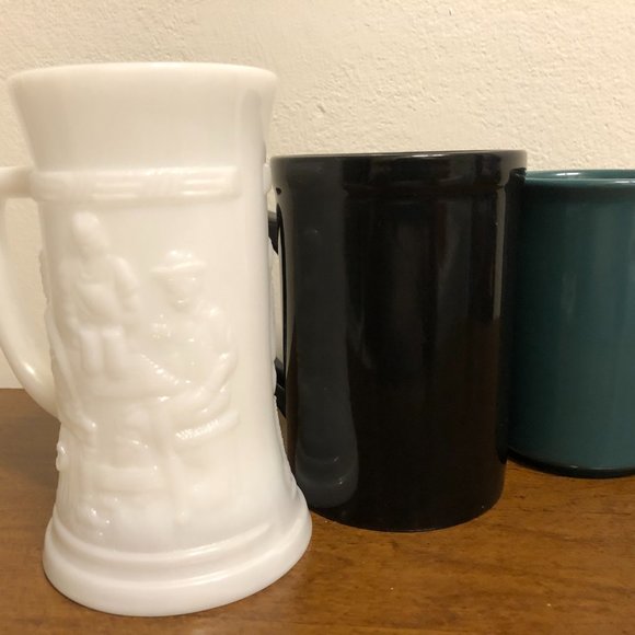 FEDERAL MILK GLASS 10 OZ.` BLACK ROYAL NORFOLK   GREEN  TANKARD STEIN MUG - Picture 14 of 14
